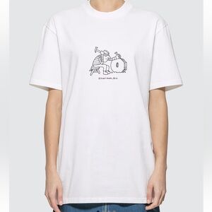 A.P.C. White Short Sleeve Tee with Minimal Black Illustration